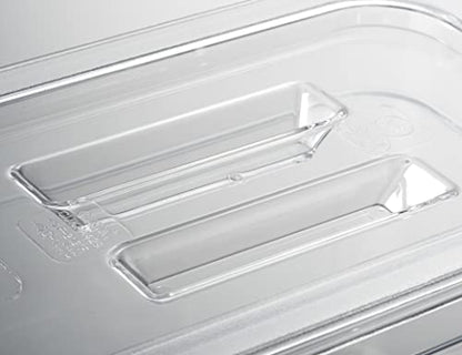 CURTA 6 Pack NSF Notched Food Pan Cover, 1/3 Size Clear Polycarbonate Lid with Handle for Commercial Food Pan, Dishwasher & Freezer Safe Plastic Clear - color: 1/3 Size, size: Handled & Notched Lids