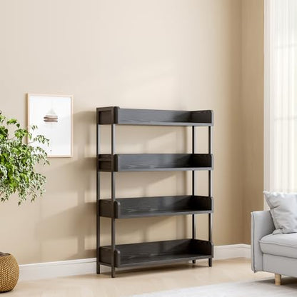 OSCHF Wide Open Shelf Bookcase, 4-Tier, Full Black - color: Black, size: 4-Tier