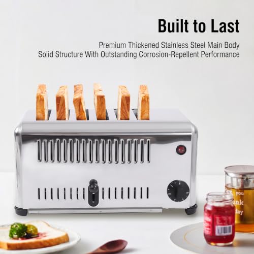Commercial Conveyor Toaster,1680W Electric Conveyor Belt Toaster with 6 Slice Capacity, Stainless Steel Toast Machine with Adjustable Timer,for Restaurant Bakery Cafe Home Kitchen