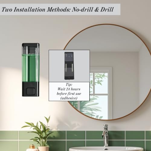 Black Plastic Manual Hand Soap Dispenser Wall Mount 11.8oz / 350ml