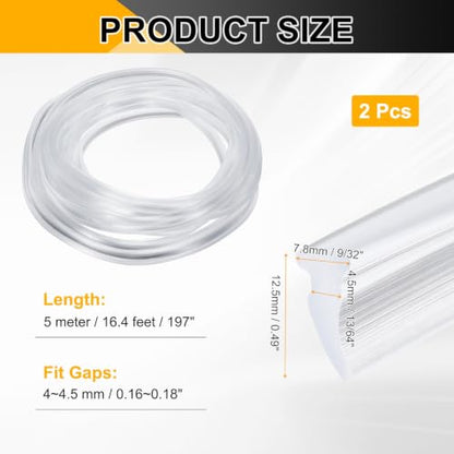 PATIKIL 2Pcs Weather Stripping Door Seal 13/64" Slot, 16.4Ft, Clear, PVC - color: Clear, size: 13/64" Slot, 16.4Ft