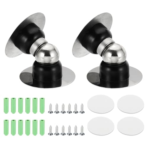 uxcell 2PCS 2.1" Magnetic Door Stoppers, Wall Floor Mounted Magnetic Door Catch Holder, Stainless Steel Door Stops for Bedroom, Bathroom, Kitchen, Office, Black - color: Black, size: 2.1"