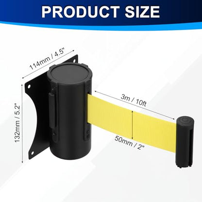 PATIKIL Fixed Wall Mount Retractable Belt Barrier 10 Feet, Yellow 1 Pcs - color: Yellow, size: 10 Feet