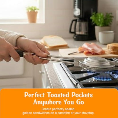 Sandwich Grill XL, Handheld Panini Press & Sandwich Maker, Cast Aluminum Pie Iron, Portable Hot Pocket & Dessert Cooker, Ideal for Camping, RV, Stovetop, Grill, Campfire, Outdoor Cooking - size: XL Handle