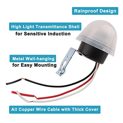 Auto On Off Photocell Night Light Switch Photoswitch Light Sensor Switch (1PC AC110V 10A) - color: 1PC ROUND, size: AC 110V