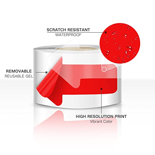 EVQ Red Arrow Floor Sticker Tape 2 x 4 Inch Directional Vinyl 200 PCS - color: Red, size: 2"×4"