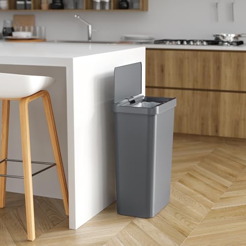 iTouchless Prime 13.2 Gallon Sensor Trash Can, Slim and Space-Saving, Durable Dent-Proof Construction, Automatic Bin Gray Color Great for Kitchen, Home, Office, Business, Garage, Plastic - color: Titanium Gray