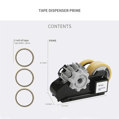 MoTEX Tape Dispenser with 3 Rolls Transparent Tape, Compatible 1 & 3 Inch Core (Black) - color: Black With Tapes