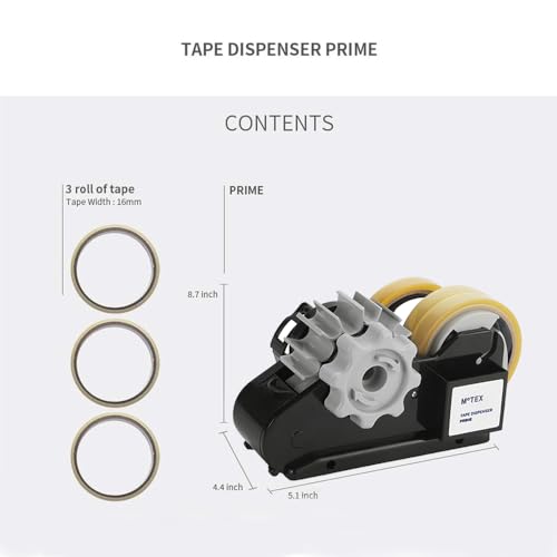 MoTEX Tape Dispenser with 3 Rolls Transparent Tape, Compatible 1 & 3 Inch Core (Black) - color: Black With Tapes