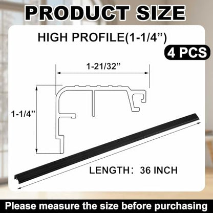 4 Pcs 36" L Fixed Vinyl Sill Threshold Cap 1-1/4 Inches High, Black - color: Black, size: 1-1/4,36 Inch