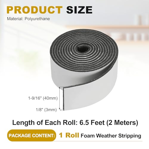 uxcell Weather Stripping Door Seal, 1-9/16" x 1/8" (1 Roll, 6.5Ft) - size: 1-9/16" x 1/8" (6.5 Ft)