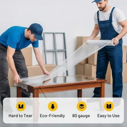 NorthSky Pallet wrap Stretch Film - Industrial Strength up to 800% Stretch 20 Microns Clear Durable Adhering Packing Moving Heavy Duty Shrink Film Box of 4 (80 GA, 18'' x 1500') - size: 18'' x 1500', style: 80 GA