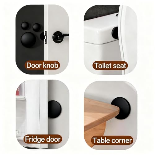 Door Stoppers for Wall, Silicone Door Knob Wall Protector, 2" Round Black - size: 6Pcs, Round, Black
