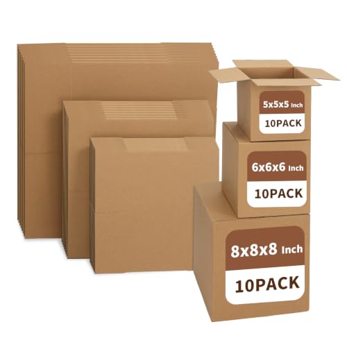 ZBEIVAN Shipping Boxes Mailers Assorted Sizes 8x8x8, 6x6x6, 5x5x5 inches Corrugated Cardboard Small Packing Kraft Moving Mailing Box, Pack of 30 - size: 8X8X8&6X6X6&5X5X5 inch