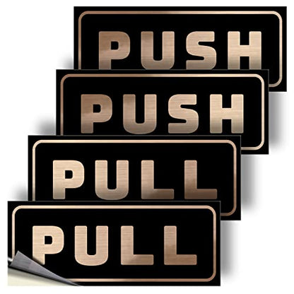 iSYFIX Push Pull Stickers Sign, 5x2 Inch, 2 Pack, Brushed Gold/Black - color: Brushed Gold / Black, size: Horizontal 2x5