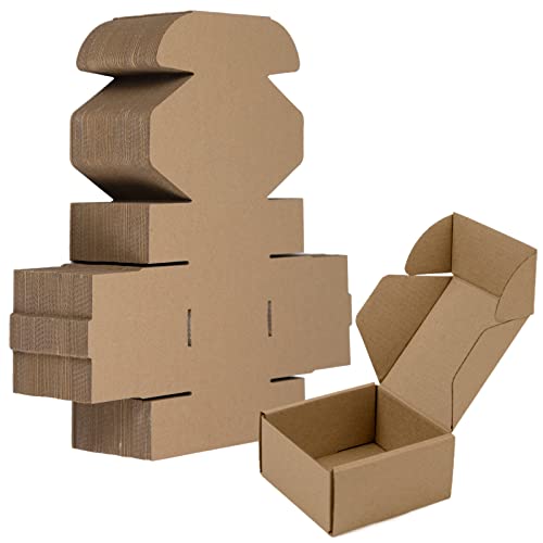 SUNLPH 50 Pack 4x4x2 Inches Small Shipping Boxes, Brown Corrugated Cardboard Boxes, Moving Mailing Packing Box - color: Brown, size: 4x4x2