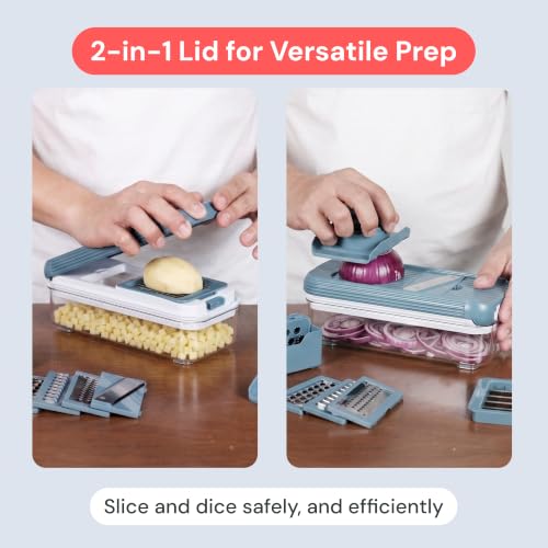 Fullstar Essential Vegetable Chopper & Mandoline Slicer 8-in-1 Kitchen Tool - color: Blue