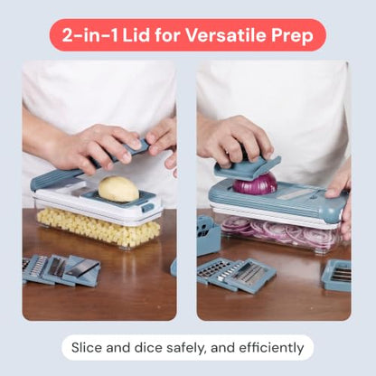 Fullstar Essential Vegetable Chopper & Mandoline Slicer 8-in-1 Kitchen Tool - color: Blue