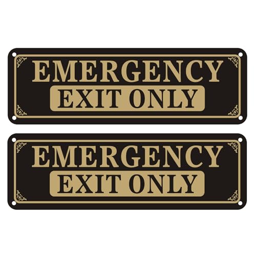 2 Pack Emergency Exit Only Sign, 10 x 3 Inches Rust Free Aluminum