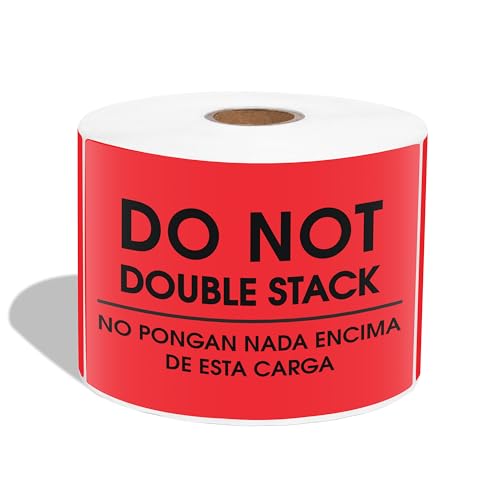 3" X 5" Do Not Double Stack Bilingual Shipping Stickers - English Spanish - color: Red (Do Not Double Stack - English Spanish)