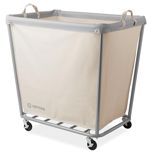 Dryser X-Large Commercial Heavy-Duty Rolling Laundry Hamper, Steel Frame Cart on Wheels with Removable Canvas Bin for Hotel or Home - White - color: White, size: X-Large