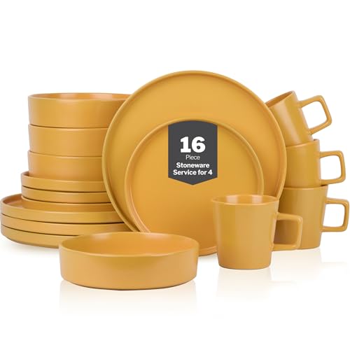 Stone lain Cleo Stoneware Dinnerware Set, 16-Piece Service for 4, Yellow - color: Yellow, size: Service For 4, style: Dinnerware Set