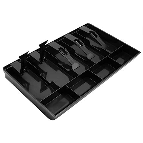 Cash Register Drawer Insert Tray with 5 Bill/4 Coin Compartments for Money Storage, Black - size: 5 Bill/4 Coin