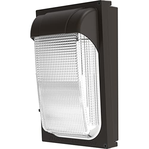 Lithonia Lighting 7.5" Mini LED Wall Pack Outdoor Light Fixture, Building Wall Light, Adjustable Lumens, 5000K Daylight, MVOLT 120-277V, IP65, Glass Lens, Bronze (TWX1 LED ALO 50K MVOLT DDBTXD) - color: Adjustable Lumens | 5000K Daylight, size: 12" H x 7.