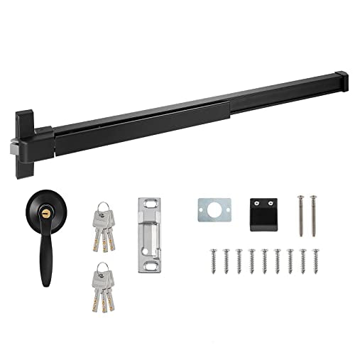 IRONWALLS 41" Panic Exit Device with Exterior Lever, Commercial Push Bar - color: Black