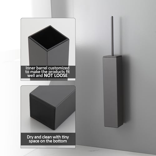 BGL Toilet Brush and Holder Set Gun Grey Wall Mounted for Bathroom Square Design - color: Gun Grey-wall Mount