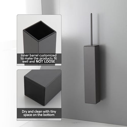 BGL Toilet Brush and Holder Set Gun Grey Wall Mounted for Bathroom Square Design - color: Gun Grey-wall Mount