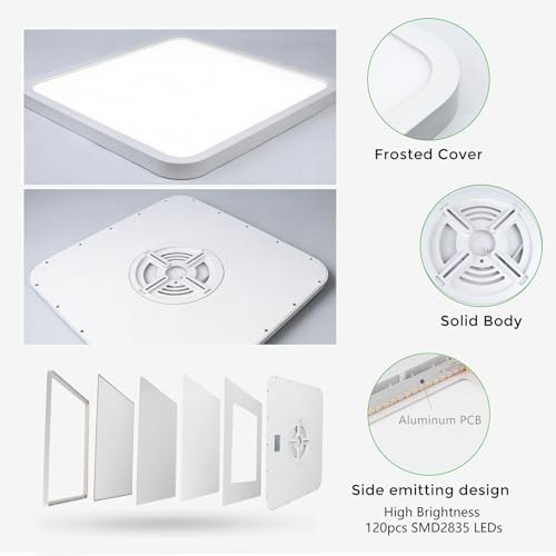 15.7Inch 32W Square LED Ceiling Light Fixtures Flush Mount, 2800K Warm White LED Ceiling Lamp, Surface Mount Modern Ceiling Lights, White Slim Flat Panel Lighting for Bedroom, Kitchen, Bathroom - color: Warm White, size: 15.7 inch White