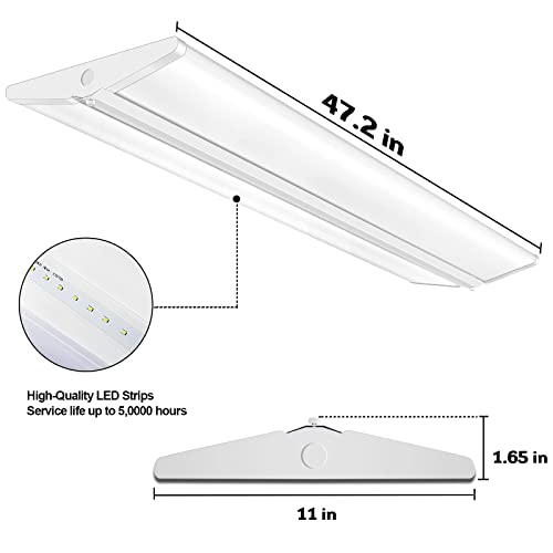 AntLux 72W 4FT LED Wraparound Office Light, Ultra Slim LED Garage Shop Lights Flush Mount, 8000 Lumens, 4000K, No Glare, 4 Foot Wrap Puff Ceiling Lighting Fixture, Fluorescent Tube Replacement, 4 Pack