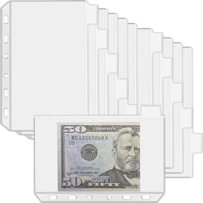 UMSICHT 12PCS A7 Binder Pockets with No Zippers, Zipless Budget Envelopes with Index Bits Design, A7 Binder Pouch for 6 Ring Binder, Money Folder Organizer,Clear PVC Savings Challenges Envelopes,12PCS - size: 12PCS A7 Pockets