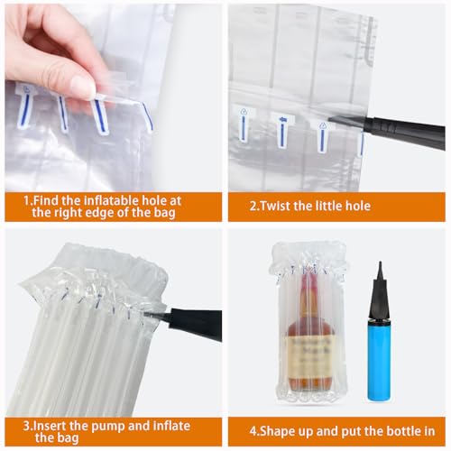 Whiskey Bottle Travel Protector Bags, Conilly Inflatable Air Column Packaging Bubble Bag with Free Inflator Pump, Reusable Whiskey Bottle Protector, Safe Choice for Whiskey Transportation (10)