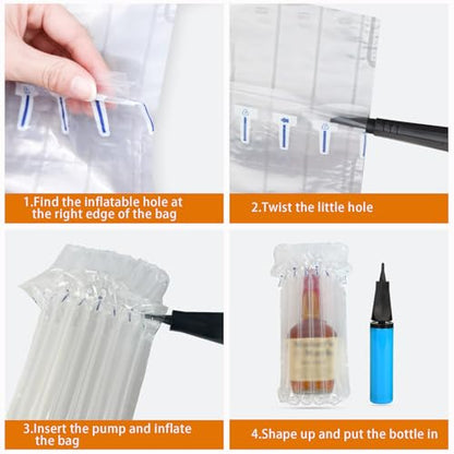 Whiskey Bottle Travel Protector Bags, Conilly Inflatable Air Column Packaging Bubble Bag with Free Inflator Pump, Reusable Whiskey Bottle Protector, Safe Choice for Whiskey Transportation (10)