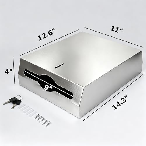 Comercial Paper Towel Dispenser Wall Mount, Brushed Stainless Steel Hand Towel Dispenser with Lock, Large Capacity 400 C-Trifold Multifold Paper Towel Holder for Bathroom Kitchen Office Public Places