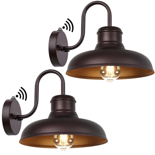 TOBUSA 2-Pack Dusk to Dawn Outdoor Wall Lights, Waterproof Farmhouse Gooseneck Barn Lights, 11.5'' Oil-Rubbed Brown Outside Wall Sconces for House, Porch, Garage - color: Oil-Rubbed Bronze, size: 11.5 inch