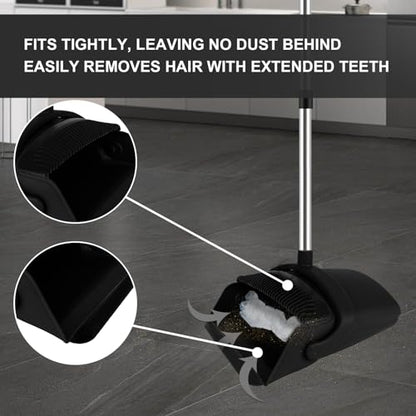 Black Broom and Dustpan Combo Set, 51" Long Handle Broom - color: Black, size: Normal