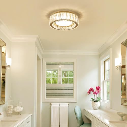 11 Inch Dimmable Luxury Crystal LED Flush Mount Ceiling Light - color: Gold, size: 11 Inch