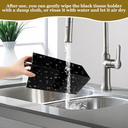 Paper Towel Holder Countertop, Acrylic Napkin Dispenser, Multifold Paper Towel Dispenser, Black Napkin Holder for Z-fold C-fold Trifold
