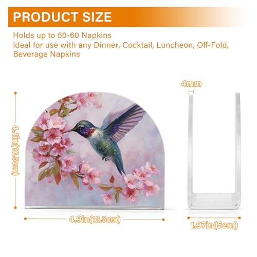 Pink Hummingbird Napkin Holder for Table Acrylic Tissue Dispenser - color: beautiful hummingbird