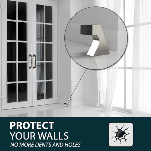 Mega Handles Curved Floor Door Stop Satin Nickel (1-Pack) - Wall Protector - color: Satin Nickel