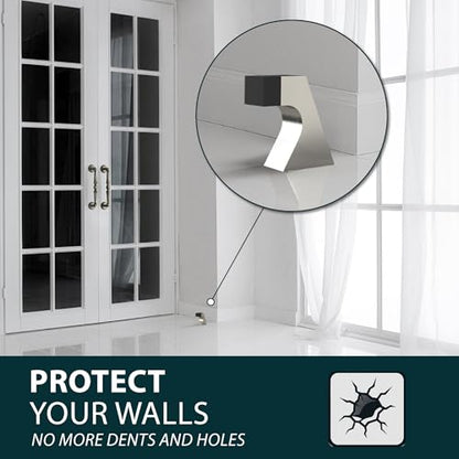 Mega Handles Curved Floor Door Stop Satin Nickel (1-Pack) - Wall Protector - color: Satin Nickel