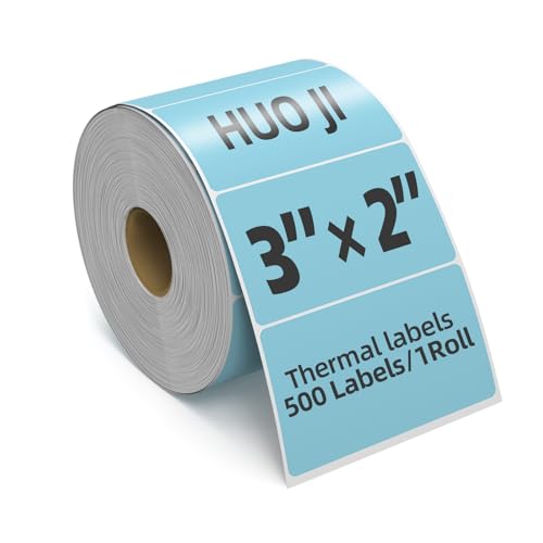 500 3x2 Thermal Labels Roll, HUOJI Blue Shipping Barcode Labels - color: Blue, size: 3x2