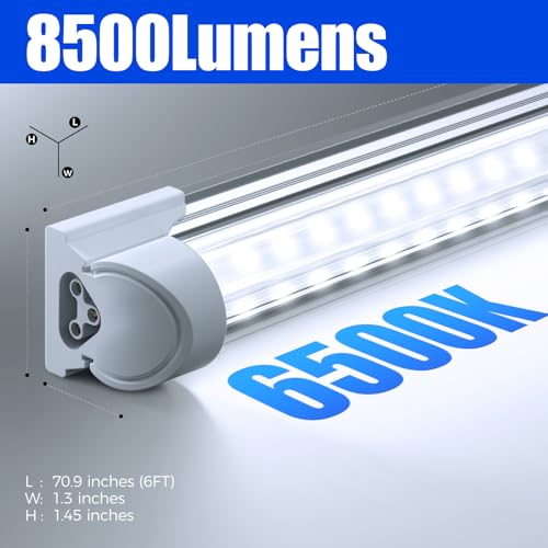 Barrina T8 LED Shop Lights 6FT, 60W 8500LM 6500K, High Output, 10 Packs - color: 6500K, size: 6ft-10 Packs
