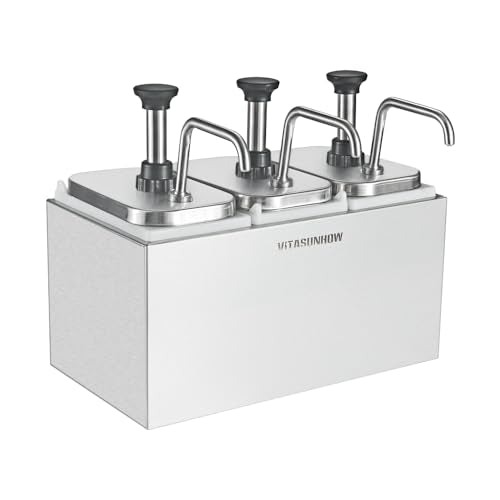 6L Sauce Pump Dispenser, Stainless Steel 3-Head (3002S) - color: 6.34qt