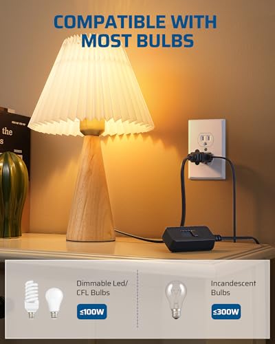 DEWENWILS Plug in Dimmer Switch for Lamp, Full Range Control, Black - color: Black, size: 1 pack