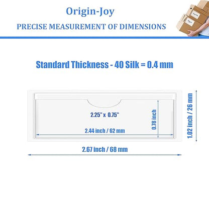 Origin-Joy 35 PCS Self Adhesive Index Card Pockets with Top Open, Clear Plastic Label Holder for Cards of Note, Library and Business, Adhesive Label Pockets & Card Holder (2.25 x 0.75 inch) - size: 2.25 x 0.75 inch, style: Horizontal