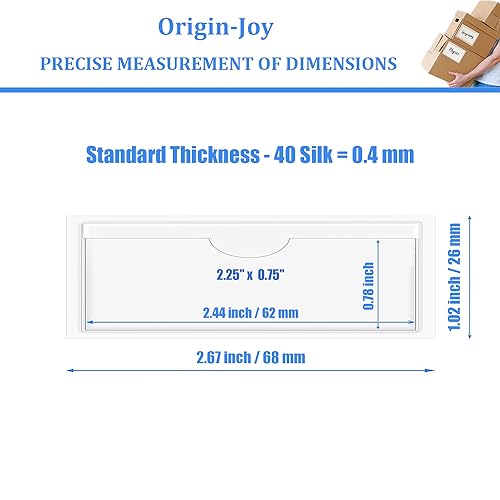 Origin-Joy 35 PCS Self Adhesive Index Card Pockets with Top Open, Clear Plastic Label Holder for Cards of Note, Library and Business, Adhesive Label Pockets & Card Holder (2.25 x 0.75 inch) - size: 2.25 x 0.75 inch, style: Horizontal